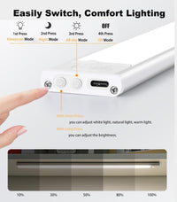 Motion-Sensor LED Cabinet Light — 40cm, Wireless & USB Rechargeable