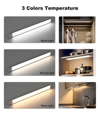 Motion-Sensor LED Cabinet Light — 60cm Silver, Wireless & USB Rechargeable