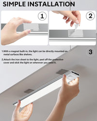 Motion-Sensor LED Cabinet Light — 40cm Black, Wireless & USB Rechargeable