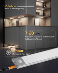 Motion-Sensor LED Cabinet Light — 60cm Black, Wireless & USB Rechargeable