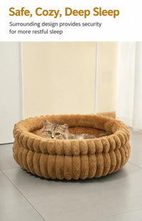 Large Removable Faux Rabbit Fur Round Pet Bed
