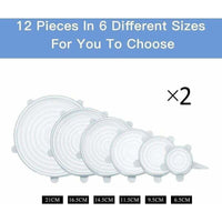 Reusable Silicone Stretch Lids — Set of 12 Assorted Sizes