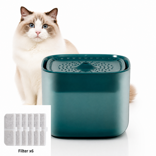 Automatic Cat Water Fountain 3L — Green, 6 Filters