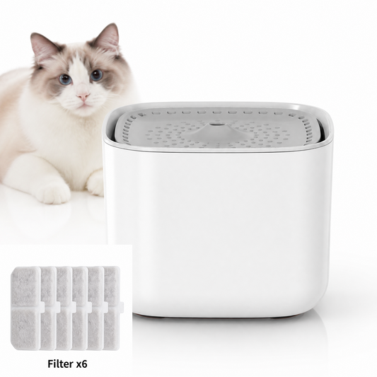 Automatic Cat Water Fountain 3L — White, 6 Filters