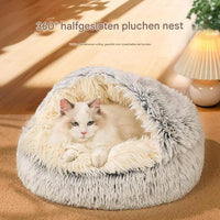 Calming Donut Cat Bed 40cm — Grey & White