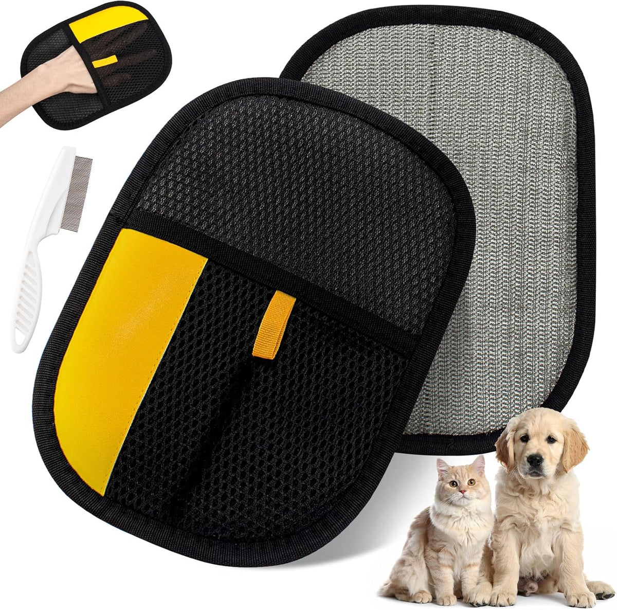 Electrostatic Pet Hair Remover Gloves - 2 Pack
