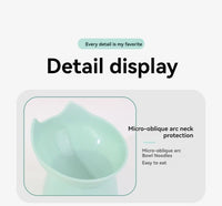 Raised Cat Bowl with Long Ears Capacity Tilted Pet Food Bowl