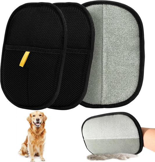 Double-Sided Pet Hair Remover Gloves - 3 Pack