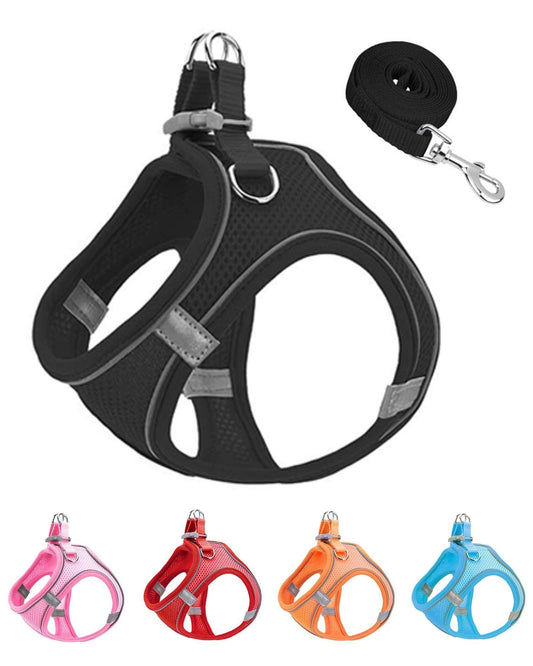 Dog Harness Leash Set Reflective Soft Mesh No Pull Pet Vest