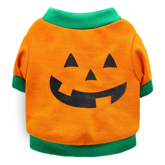 Pet Cotton T-Shirt for Dogs and Cats, Pumpkin Head Print