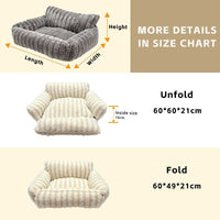 Foldable Sherpa Pet Sofa Bed — Beige