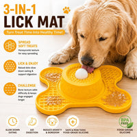 3-in-1 Silicone Lick Mat with Rolling Treat Ball
