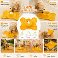 3-in-1 Silicone Lick Mat with Rolling Treat Ball
