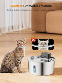Wireless Steel Water Fountain 3.2L — Rechargeable, Style D2