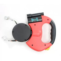 Dual-Head Retractable Dog Leash with Bright LED Flashlight