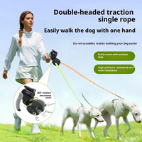 Dual-Head Retractable Dog Leash with Bright LED Flashlight