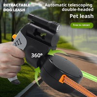 Dual-Head Retractable Dog Leash with Bright LED Flashlight