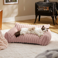 Faux Fur Pet Sofa Bed 90 x 65cm — Pink