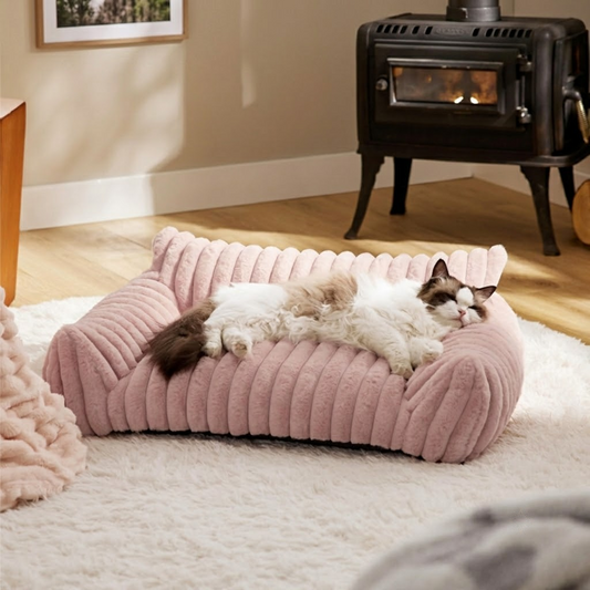 Faux Fur Pet Sofa Bed 90 x 65cm — Pink