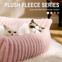 Faux Fur Pet Sofa Bed 90 x 65cm — Pink