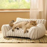 Faux Fur Pet Sofa Bed 90 x 65cm — Ivory