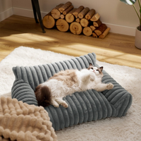 Faux Fur Pet Sofa Bed 90 x 65cm — Ivory