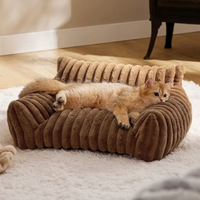 Faux Fur Pet Sofa Bed 90 x 65cm — Brown