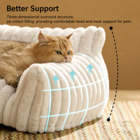 Faux Fur Pet Sofa Bed 90 x 65cm — Brown