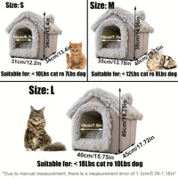 Plush Cat House with Cushion — Small, Brown