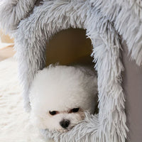 Plush Cat House with Cushion — Small, Brown