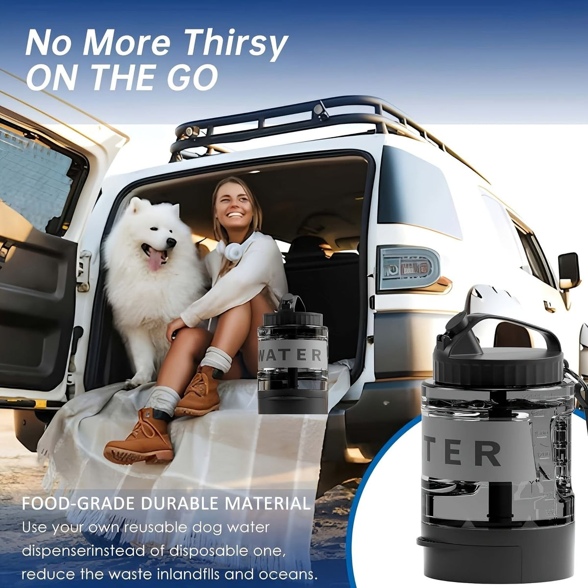 Portable Pet Water Bottle with Built-in Bowl