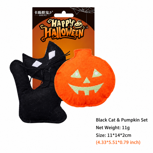 Halloween Catnip Cat Toys, Plush Skeleton Mummy and Pumpkin Set