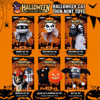 Halloween Catnip Cat Toys, Plush Skeleton Mummy and Pumpkin Set