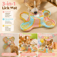3-in-1 Bone-Shaped Slow Feeder Licking Mat