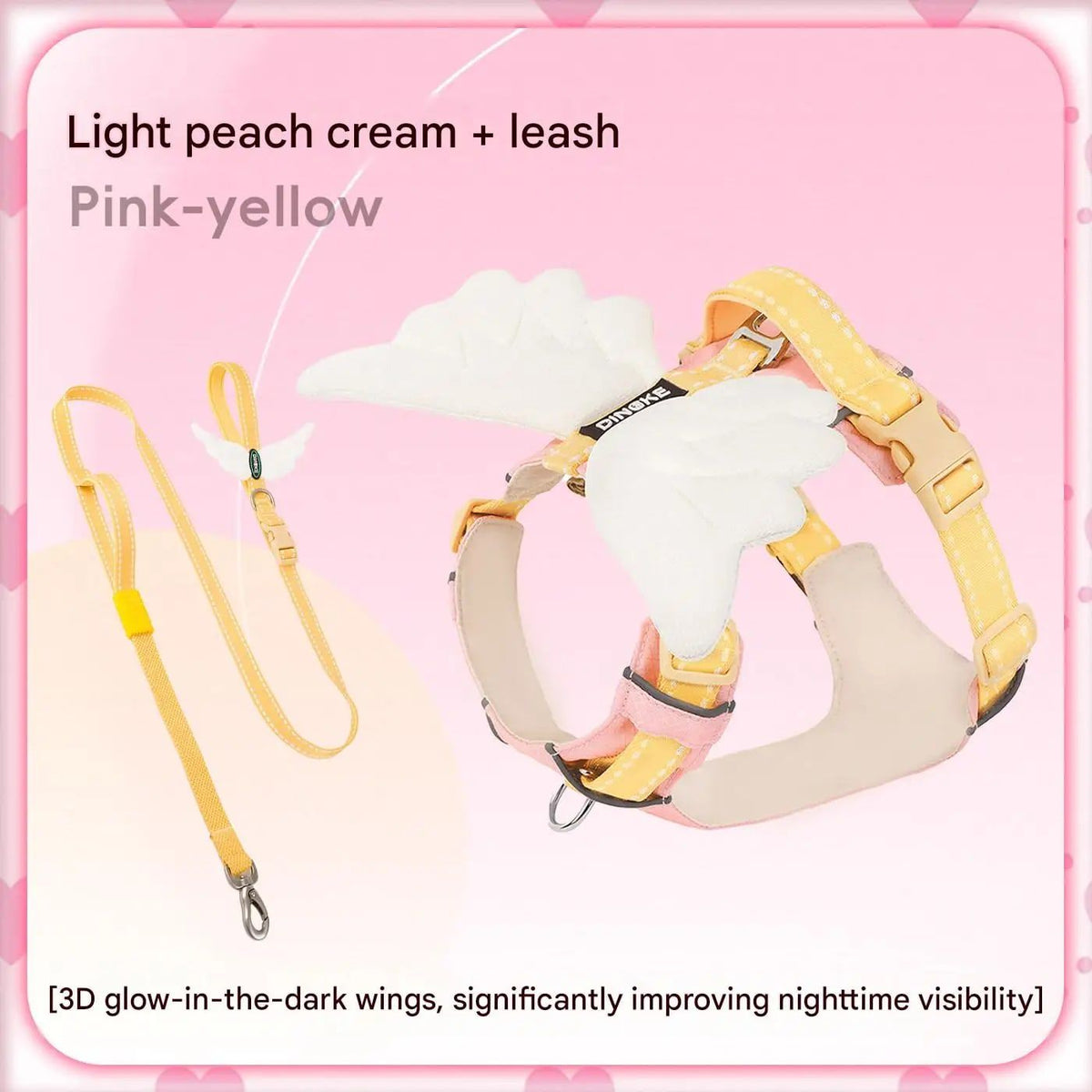 Adorable Angel Wings Dog Harness with Glowing 3D Luminous