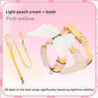 Adorable Angel Wings Dog Harness with Glowing 3D Luminous