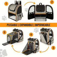 Foldable Expandable Pet Carrier Backpack and Small Dogs
