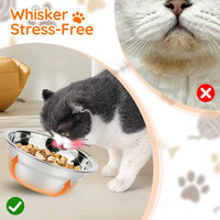 Elevated Cat Bowl Set — 3 Steel Bowls, 15° Stand