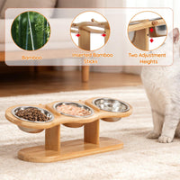 Elevated Cat Bowl Set — 3 Steel Bowls, 15° Stand