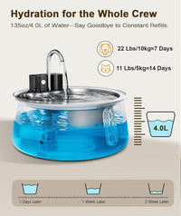 Wireless Pet Water Fountain with Capacity, 304 Stainless Steel