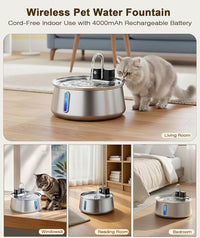 Wireless Pet Water Fountain with Capacity, 304 Stainless Steel