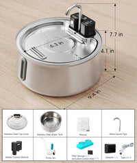 Wireless Pet Water Fountain with Capacity, 304 Stainless Steel