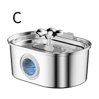 Stainless Steel Cat Water Fountain 3.2L — Oval, Style C