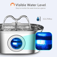 Stainless Steel Cat Water Fountain 3.2L — Oval, Style C