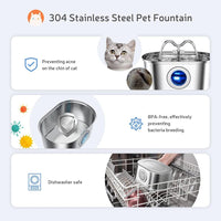 Stainless Steel Cat Water Fountain 3.2L — Oval, Style C
