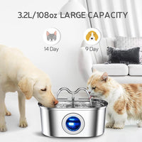 Stainless Steel Cat Water Fountain 3.2L — Oval, Style C