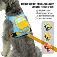 Stylish Color-Block Dog Backpack Harness with Built-in Poop