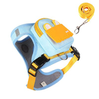 Stylish Color-Block Dog Backpack Harness with Built-in Poop