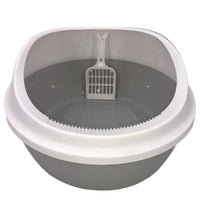 Round Portable Litter Tray with Scoop — 2 Pack, Grey