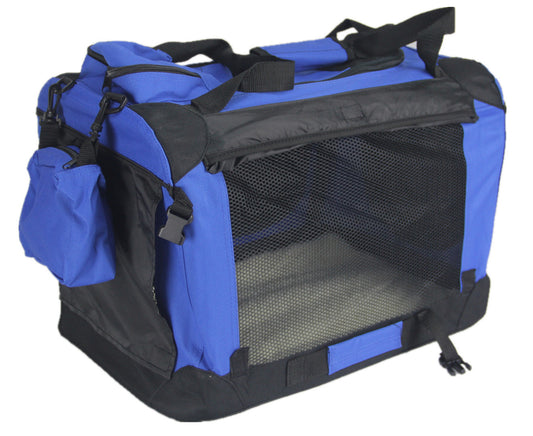 Foldable Soft Crate Bag with Curtain — Small, Blue